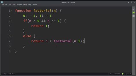 recursive function javascript factorial