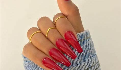 Red Acrylic Nail Ideas Coffin Long Designs Daily Art And Design