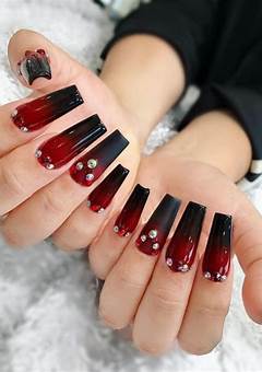 Red And Black Acrylic Nail Designs