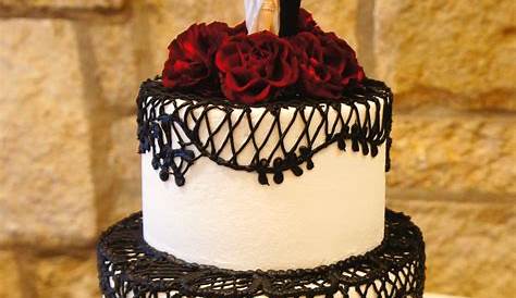Red And Black Wedding Cake Designs White