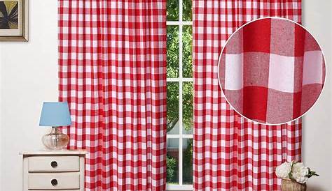 Red Gingham Check Window Long Curtain (available in many lengths and