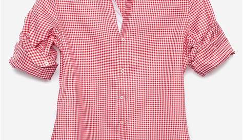 Women's Gingham Shirt - Red Mini Gingham Check Shirt Short Sleeve
