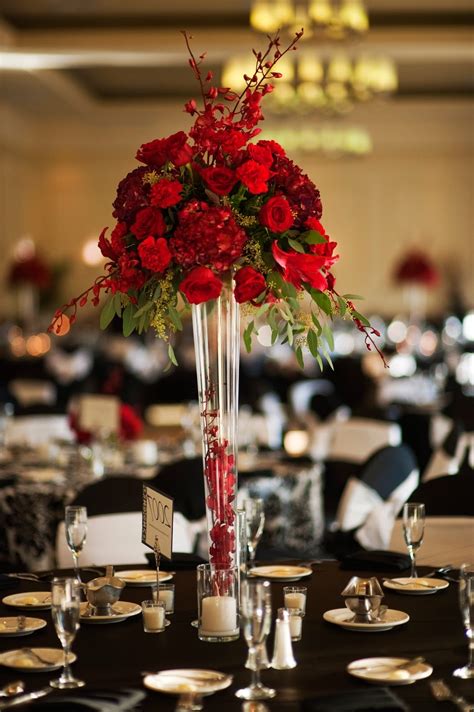 Pin by Whimzey Events on Centerpieces White wedding decorations, Red