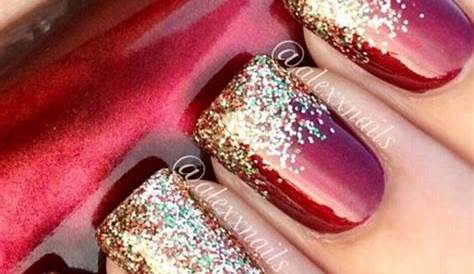 Red Black And Gold Christmas Nails