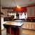 red black and white kitchen