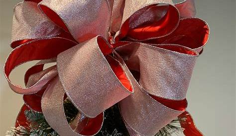 Red Christmas Tree Topper Bow The Stella And Gold XL Velvet Crested
