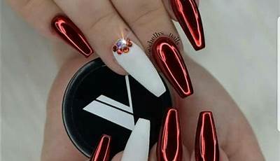 Red Chrome Nails Designs Valentines