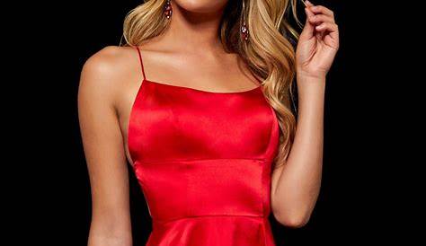 Red Corset Hoco Dress Cute Aline Vneck With Dotted Sleeves BLS97043
