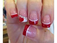 Red French Tip Nails Valentine's Day
