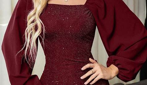 Red Hoco Dress Long Sleeve Party es Moira Floral Embroidered In es