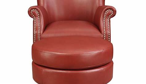 Emerald Home Oscar Red Accent Chair + Ottoman with Faux Leather