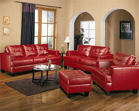Attractive Red Leather Sofa for Interior Living Room HouseBeauty