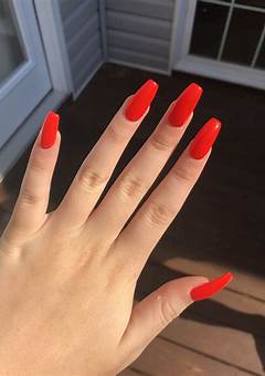 Red Long Acrylic Nails
