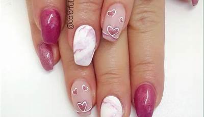 Red Marble Valentines Nails