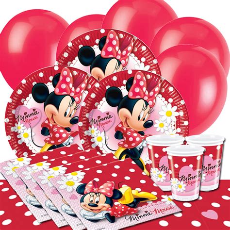 Minnie Mouse Party Supplies Classic Red Balloons Plates and Napkins