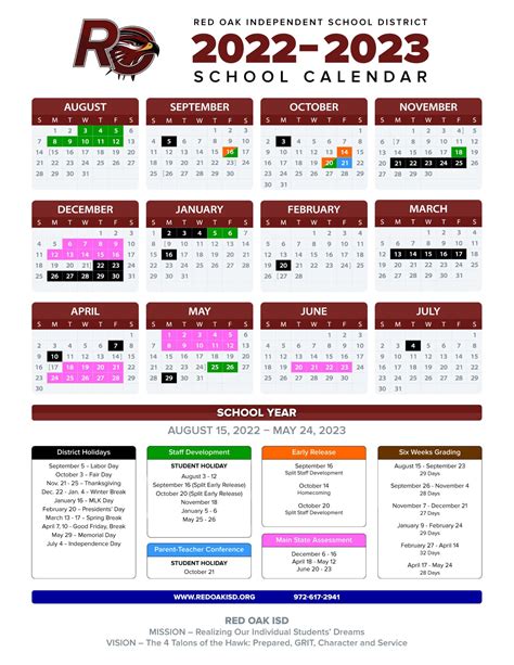 Red Oak Isd School Calendar