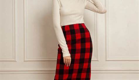 Forever 21 Plus Size Plaid Pencil Skirt in Red/Black (Red