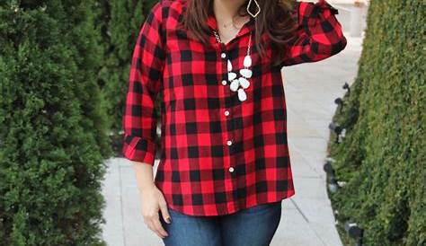Red Plaid Shirt Outfit Womens Lace Up Long Sleeve Women Fashion Black