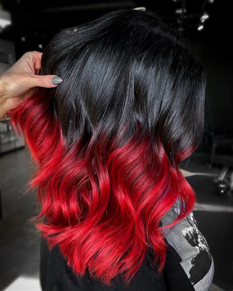 red tips on brown hair Google Search in 2020 Red ombre hair, Hair