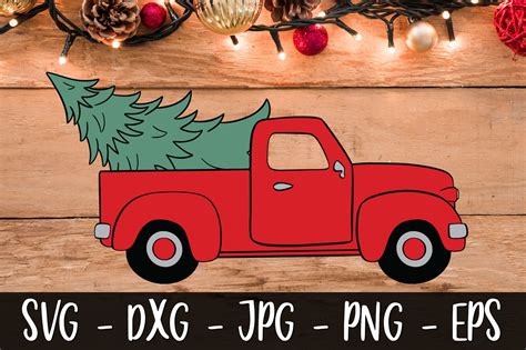 Red Truck Christmas Tree *stencil Only* Christmas Truck Svg Free PNG