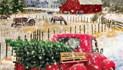Red Truck Christmas Tree Wallpaper