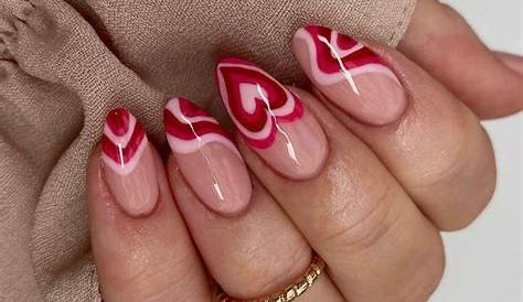 Red Valentines Nails Almond Valentine Nail Design Ideas For The Perfect Look