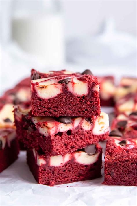 Red Velvet Swirl Brownies With Cake Mix