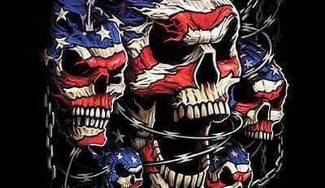 Amazon.com: Skull Head Red White And Blue Flag Skull - 4TH Of July