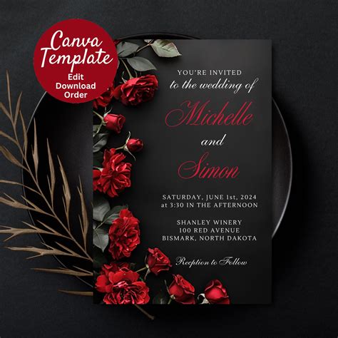 Red Printable Wedding Invitations Kit