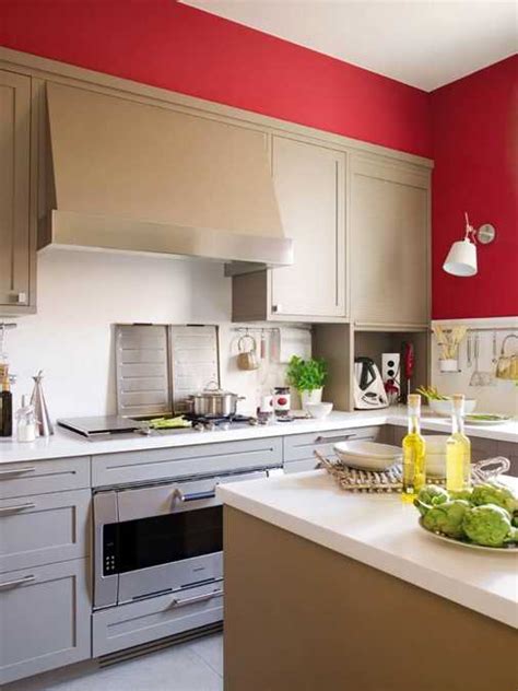 Red Accent Wall Kitchen