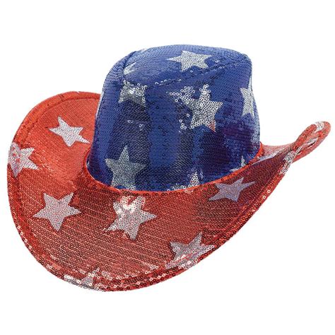 red and blue cowboy hat