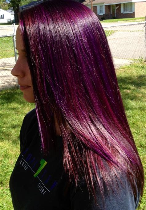 red and dark purple hair