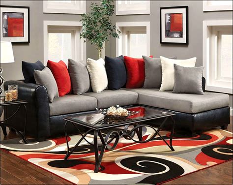 Living Black And Red Living Room Pattern Rug
