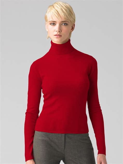 red and white turtleneck