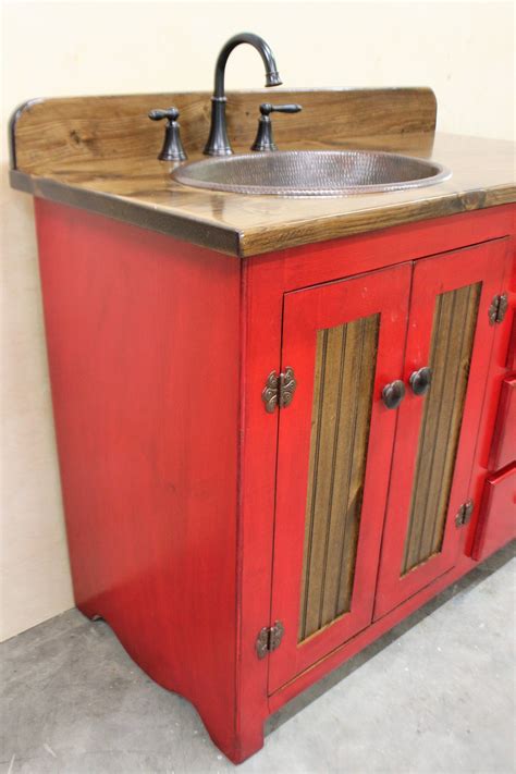 red bathroom vanity for sale
