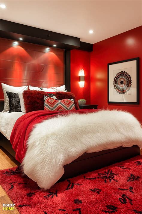 Red Bedroom With Carpet