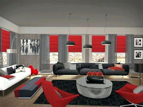 red black and white living room decor