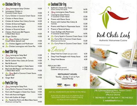 red chili leaf menu