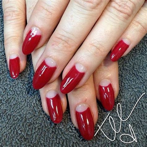 Red Chrome Half Moon Nails