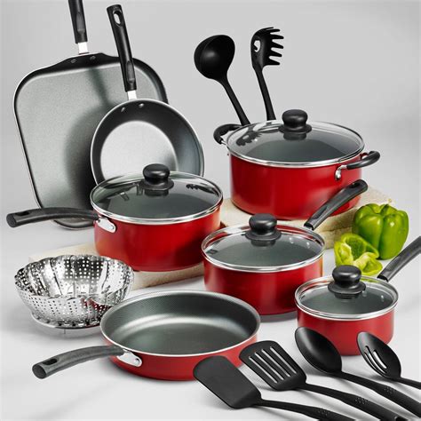 red cookware sets non stick