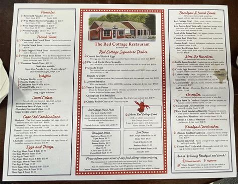 Red Cottage Restaurant Menu