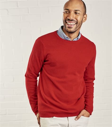 red crew neck sweater