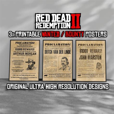 Red Dead Printable Bounty