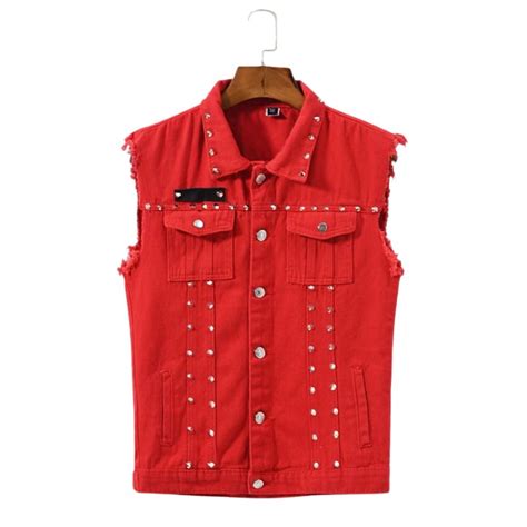 red denim vest