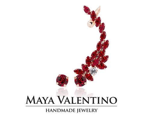 Red Ear Cuff Earrings