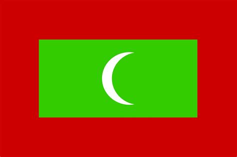 red flag with green square and moon