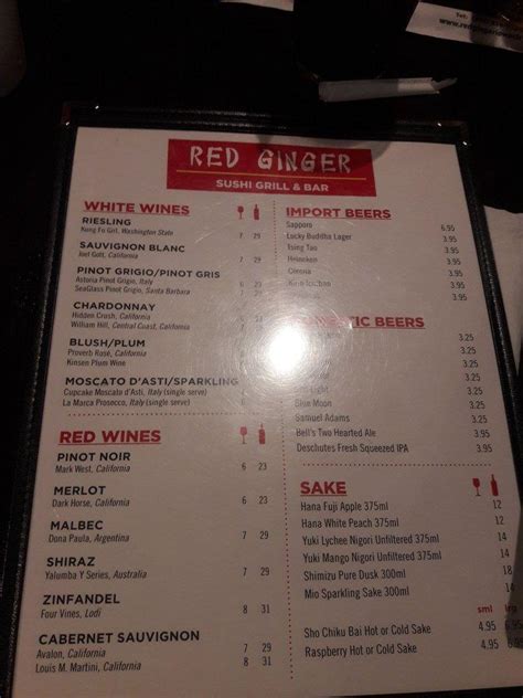 red ginger restaurant week menu