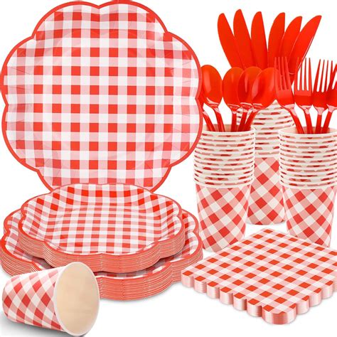 Red Gingham Paper Plates