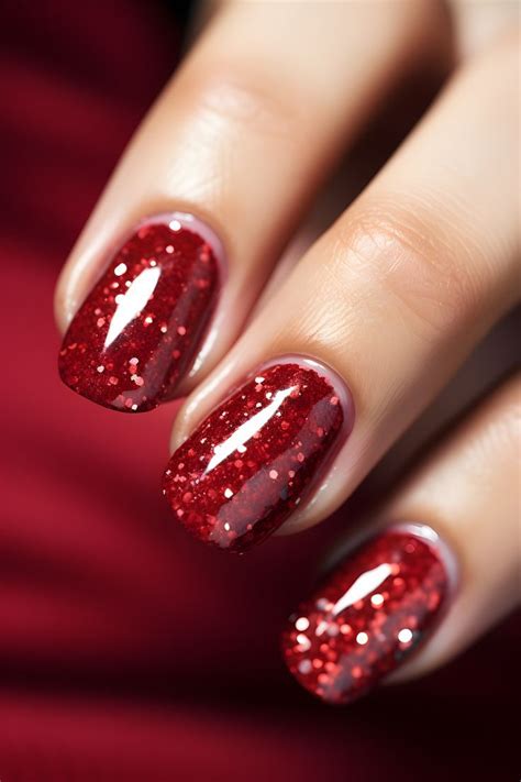 Red Glittery Nails Sparkle