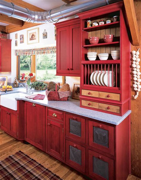 Red Kitchen Design Cabinets